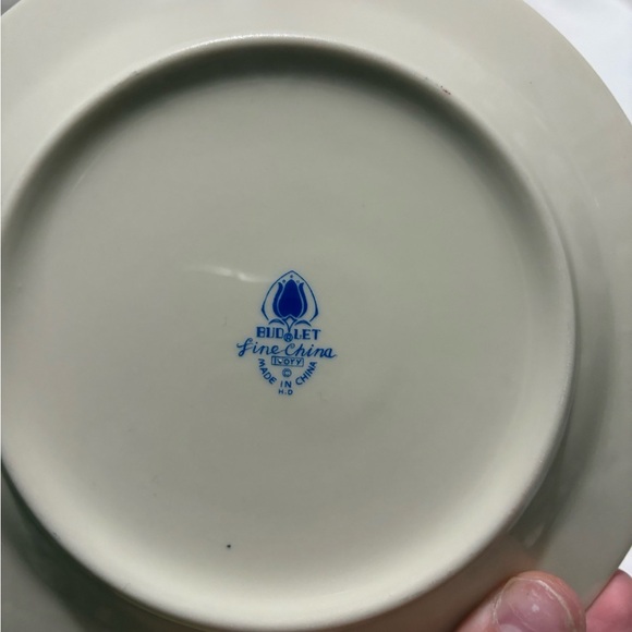 Vintage Floral Patterned Plates Set of 6  - Blue and Cream - Picture 3 of 3